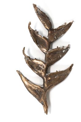 heliconia flower in bronze sculpture by chloe valorso 