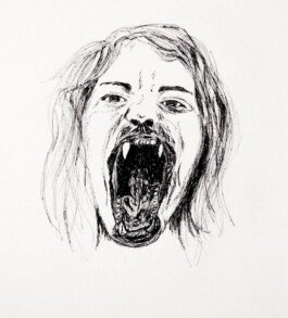 drawing black and white woman animal metamorphosis by Chloe Valorso 