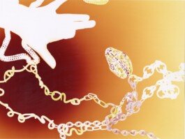 Photogram painted by Chloe Valorso with snake necklace jewellery 