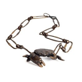 crab necklace in bronze by chloe valorso