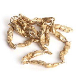 crab necklace in bronze gold plated by chloe valorso unique piece