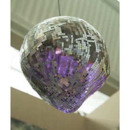 mother of pearl disco ball sculpture by chloe valorso full view